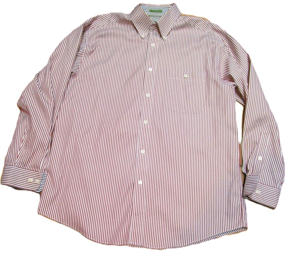 Orvis Sporting Traditions Men's Red & White Striped Button Down Shirt Size Large